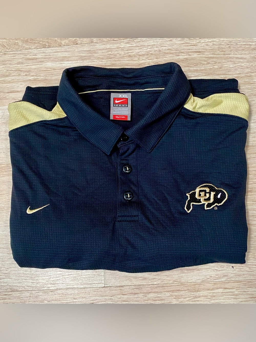 Nike CU Buffs Polo Men’s 2XL Black Gold Colorado Buffaloes Activewear Golf Shirt